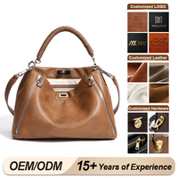 Sac à main en cuir véritable de couleur unie vintage de conception personnalisée, grande capacité, sac à bandoulière haut de gamme pour femmes, pour les trajets quotidiens