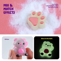 Kit de Fabrication DIY de Squishies Lumineux en Silicone Liquide, Kit de Squishies Faits Main Taba Pailletés Ours Patte de Chat Donut, Ensemble de Moules pour Jouets à Presser