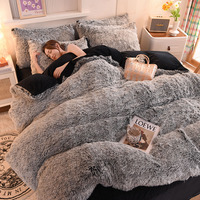 Luxe Imitation Fourrure De Vison 4PCS Ensemble De Literie Couette Housse De Couette Moelleux Coloré En Peluche Couvre-Lit Drap Plat Ensemble De Lit pour L'hiver