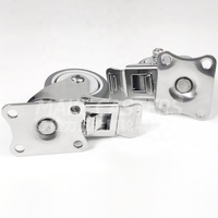 Acier inoxydable SUS 304 316 360 degrés pivotant avec plaque de frein roulette TPR caoutchouc 1.5 "2" pouces gris meubles roulettes muet