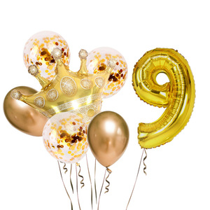 Ensemble de ballons à paillettes en forme de couronne dorée, bleu rose, pour fête d'anniversaire adulte, ballons décoratifs - Product Image 3