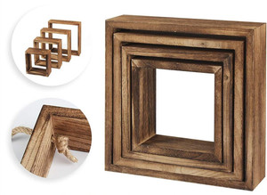 Boîte d'ombre décorative pour la maison Cube carré en bois suspendu étagères flottantes murales <span class=keywords><strong>avec</strong></span> <span class=keywords><strong>corde</strong></span> - Product Image 6