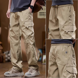 Pantaloni <span class=keywords><strong>Cargo</strong></span> Vintage da Uomo <span class=keywords><strong>Verde</strong></span> Salvia, Multi Tasche, Vita con Coulisse, Stile Casual Streetwear - Product Image 3