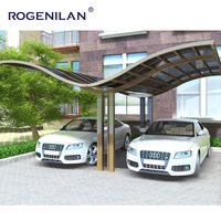 Cochera con Estructura de Aluminio Resistente, Impermeable, con Techo Arqueado, Techo Fijo, Adosada a la Casa