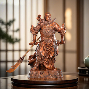 Figura de cobre de Guan Gong, estatua de cobre hecha a mano del Dios de la guerra y la riqueza para decoración de escritorio de oficina y sala de estar - Product Image 2