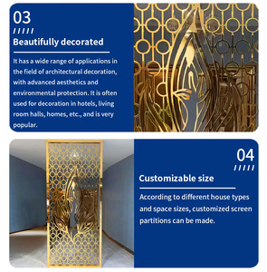 OEM Laser Cut Vàng phòng Divider lối vào phân vùng thép không gỉ kim loại phân vùng Divider cho phòng khách tường Divider - Product Image 3