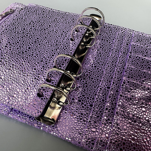 A6 Shiny PU Leather 6 Ring <strong>Binder</strong> Wallet with Card Holder and Flyleaf Sheet Zipper Pocket for <strong>Budget</strong> Saving Planner <strong>Binders</strong> - Product Image 4