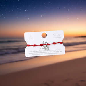 Braccialetto con ciondolo zodiacale Cancro, cordino rosso, acciaio inossidabile, fatto a mano, per donna, gioielli - Product Image 3