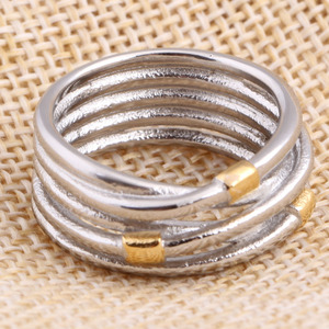 Geometric Stainless Steel <b>Ring</b> 10Mm Two Tone Fashion Jewelry For Women Gift - Product Image 3