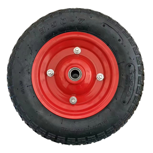 Roue de brouette pneumatique en caoutchouc polyuréthane de haute qualité 3.50-7, à roulement à billes, anti-crevaison, avec support personnalisé - Product Image 1