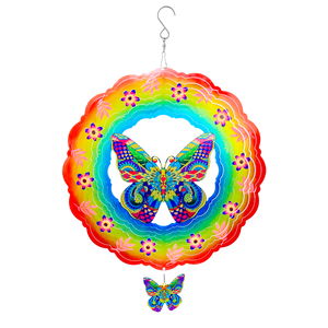 Carillons à vent en métal résistants aux intempéries de 12 pouces pour la décoration de jardin, avec moteur rotatif suspendu, design animé tortue et papillon - Product Image 1