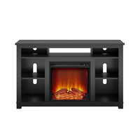 Meubles de salon de luxe de style moderne du milieu du siècle avec support TV LED, table de cheminée en bois, unité de rangement pour hôtels