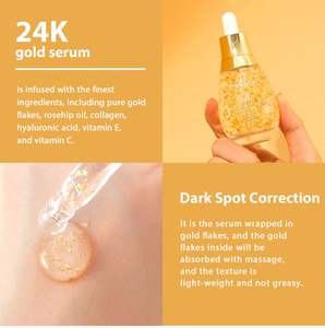 Özel etiket cilt bakımı serumu 99.9% saf altın pul Anti Aging kırışıklık koyu nokta beyazlatma 24k altın yüz Serum - Product Image 2