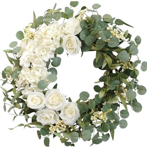 Guirlande florale neutre écologique en plastique 45cm Baies blanches Printemps Été Saint-Valentin Décoration à suspendre à la porte Intérieur Extérieur Vente en gros - Product Image 5