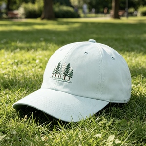 Custom 6 <b>Panel</b> <b>Light</b> Blue Baseball Cap Pine Tree Embroidery Adjustable Dad Hat Breathable Sun Protection Outdoor Sports Cap - Product Image 6