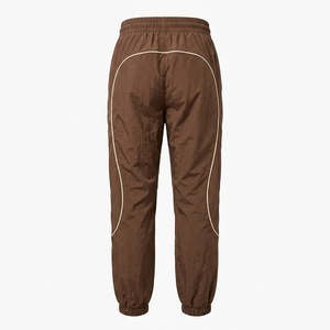<b>Men</b> Brown Drawstring <b>Elastic</b> <b>Waist</b> Casual Jogger Pants With Side Stripe Windbreaker <b>Trouser</b> Polyester Track Pants Autumn Wear - Product Image 2