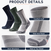 Chaussettes de compression antidérapantes pour hommes - Matière Spandex/Nylon/Coton respirante - Chaussettes de randonnée d'hiver avec logo dessiné à la main