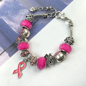 Braccialetto RisingMoon per la Consapevolezza sul <span class=keywords><strong>Cancro</strong></span> al Seno, con Ciondoli e Catena a Serpente, Nastro Rosa per Donne - Product Image 4