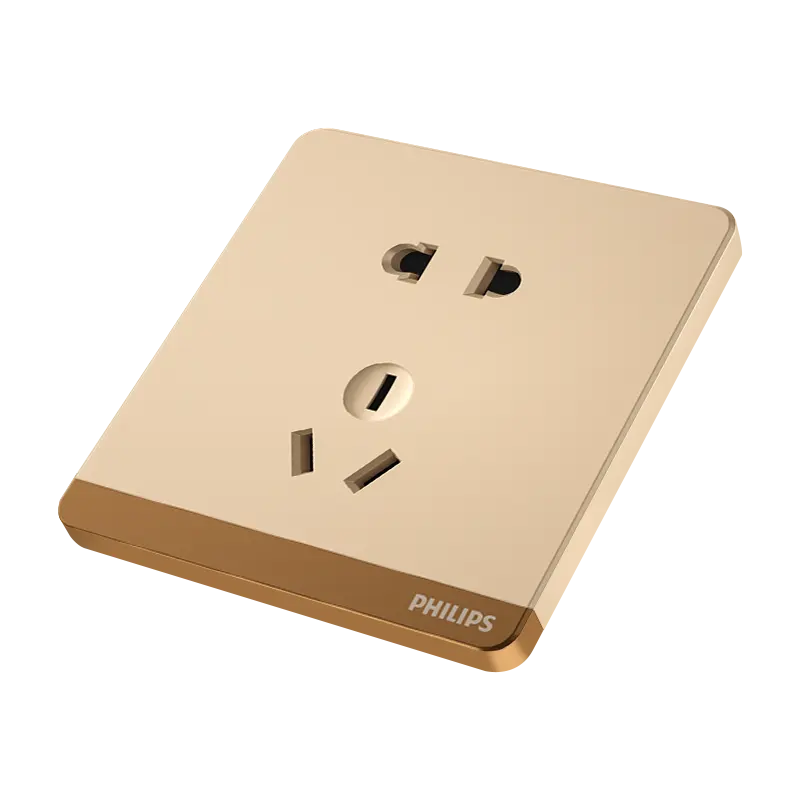 Interruptor Philips Champagne Gold 86, uno, enchufe de cinco pines con USB Hogar 16A Panel de aire acondicionado oculto