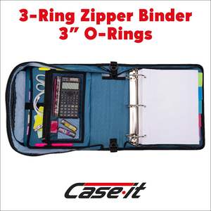 Classeur à fermeture éclair Case-it Mighty Zip Tab, joint torique 3 "avec onglets 5 couleurs, dossier extensible, bandoulière et poignée - Product Image 6