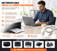 Kabel Printer USB 2.0 a ke B Tahan Lama Kecepatan Tinggi PVC Inti Tembaga Murni Kabel Sinkronisasi Data untuk Canon HP Epson Brother 6ft