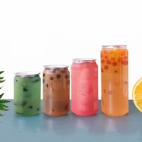 Boîtes de boisson en plastique PET transparentes 250ml-16oz pour surface d'estampage à chaud de soda transparent sur couvercle de boîte