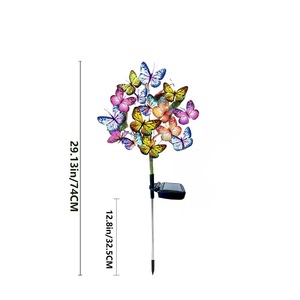 Lampes solaires de jardin en forme de papillon, 12 LED, guirlande lumineuse, lampe décorative extérieure pour pelouse, patio, cour - Product Image 4