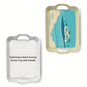 Plateau de service en plastique PP blanc pour restauration rapide, 33,3*23,3*5,8 cm, avec poignée, sublimation - Product Image 2