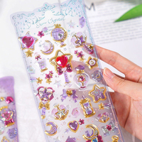 Niedliche Kawaii Herz-Schmuckstein 3D-Relief-Aufkleber mit Transparenter Rückseite für Planer Notizbuch Basteln