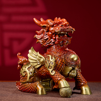 Dragon Lion Chi Lin Statue Moderne Feng Shui Qi Lin Laiton Décoration Maison Ange Moulé à la Main Statuette Métallique Gravée pour Chinois