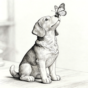 Estátua de Cão de Alta Qualidade em Material de Resina Feita à Mão e Pintada à Mão com Borboleta no Nariz para Decoração de Casa - Product Image 2