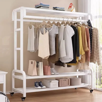 Porte-vêtements métallique sur pied, moderne, épaissi et renforcé, avec 16 crochets, durable et peu encombrant, pour chambre, balcon et usage intérieur
