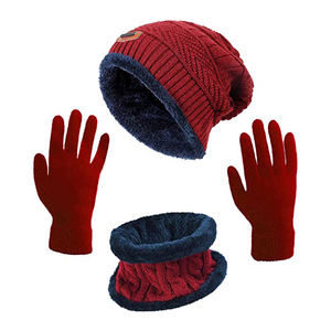 Sıcak satış 3 parça Set erkek kış şapka çocuk yetişkin boyutu kış bere eldiven ve eşarp seti - Product Image 2