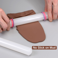 Rouleau à pâtisserie en plastique de 23/33/45/50 cm avec anneaux amovibles pour fondant, biscuits, pâtisserie, pizza, argile