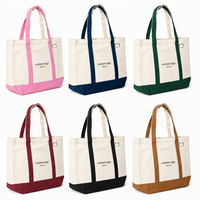 Sac fourre-tout en toile de coton bicolore OEM avec poche personnalisée et longues poignées renforcées – Sacs de courses réutilisables pour supermarché