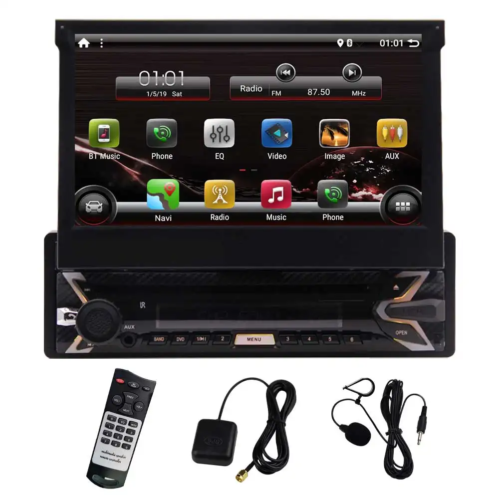 Lecteur DVD universel 1 Din 7 pouces écran tactile stéréo FM AM Navigation GPS android voiture avec carplay