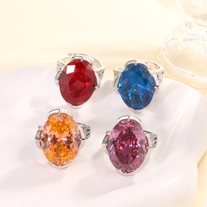 High End Jewelry Eco-friendly Copper 15*20mm 15*20MM Red Zircon Engagement Ring Oval <b>Petal</b> Prongs for Romantic Proposals - Product Image 5