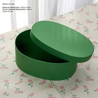 Boîte cadeau ovale de luxe verte tissée à la main avec doublure en soie douce, couvercle et base personnalisables avec logo, pour paniers de fleurs haut de gamme, en papier kraft