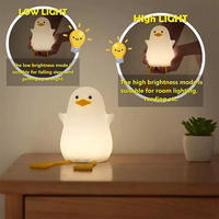 Luz Nocturna de Silicona con Forma de Pato, Lámpara con Sensor Recargable por USB RGB, Regalo para Decoraciones Navideñas, Decoración de Habitación, Pequeña Luz de Noche
