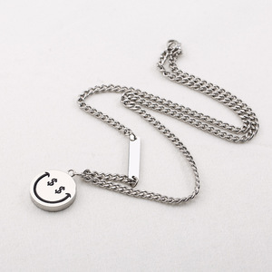 yunnique New Yao Yi Ban <b>Titanium</b> Steel Smiley Pendant Necklace Unisex Fashion Clavicle <b>Chain</b> Individualistic Trend Jewelry - Product Image 3