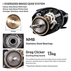 <span class=keywords><strong>Moulinet</strong></span> de pêche à l'appât NOEBY Beast 300HG pour eau douce et eau salée, corps principal en aluminium, Predator BAITCASTING - Product Image 4