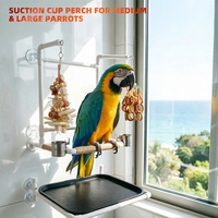 Support de douche pliable pour oiseaux avec ventouse pour fenêtre, plateforme de bain pour perroquets, perchoir de douche pour oiseaux