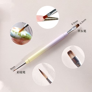 Pinceau à ongles double embout avec manche métallique bicolore, pinceau de précision pour gel, outil de manucure professionnel pour salon, marque privée - Product Image 4