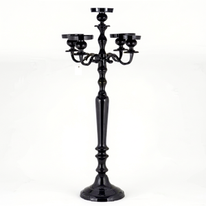 Candélabre noir imperméable en cuir naturel fait main de conception européenne pour décorations de centre de table de mariage, Noël, maison, hôtel, fête - Product Image 1