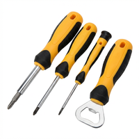 Lot de 4 outils à main en acier au carbone, prix d'usine, tournevis et décapsuleur combinés, kit de réparation domestique en gros