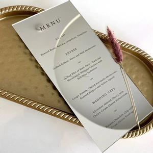 Invitation de mariage en acrylique miroir doré, modèle 324, impression vanille, luxueuse, moderne, élégante, chic, décorations gravées - Product Image 3