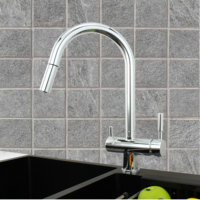 Robinet de cuisine à trois voies extractible, couleur laiton, purificateur d'eau, robinets de cuisine à trois voies, vente chaude