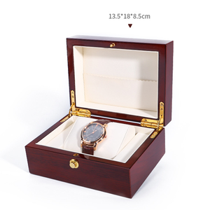 Wholesale Custom Logo Luxury Red Lacquer Gold Hinge Wooden Single <strong>Watch</strong> Storage Case <strong>Watch</strong> Packaging <strong>Boxes</strong> - Product Image 5