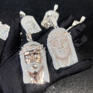 Pendentif en forme de Jésus serti de diamants, en argent 925 avec moissanite, bijoux de mode hip-hop personnalisés pour collier, vente en gros - Product Image 6