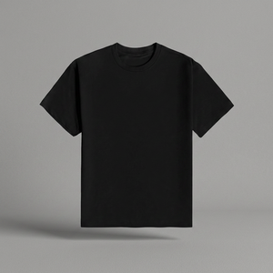Camiseta Unisex de Cuello Redondo de Algodón Negro, Manga Corta, Color Sólido, Teñido Liso, Corte Regular, para Adultos, para Todas las Temporadas - Product Image 3